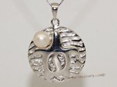 Spp443 Freshwater Pearl Sterling Silver Sea Tortoise shape Pendant