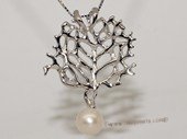 Spp449 Sterling Silver 925 Solid Intricate Seafan Freshwater Pearl Pendant