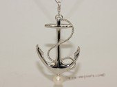 Spp451 Freshwater Pearl Pendant Solid Sterling Silver Nautical Theme Anchor