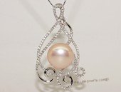 spp459 Sterling Silver Freshwater Pearl Blossom Pendant Zircon Bead accent