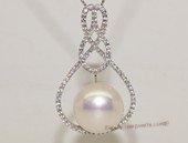 spp461  Infinity Calabash Flower Cubic Zircon 925 Sterling Silver Pearl Pendant