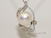 spp468 Cubic Zircon 925 Sterling Silver Floral Branch Pearl Pendant