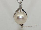 spp474 Simple 10-10.5mm White  Bread Pearl Pendant in sterling silver