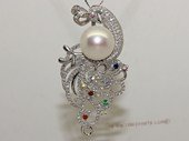 spp476 13-14mm  white bread pearl pendant sterling silver phoenix