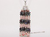 spp487  Tassel Pearl Pendant in Sterling Silver with Seed Pearls