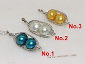 spp501  Handmade  Silver Tone Wire Wrap potato Pearl Pendant