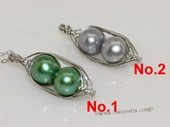 spp502  Handmade  Silver Tone Wire Wrap potato Pearl Pendant