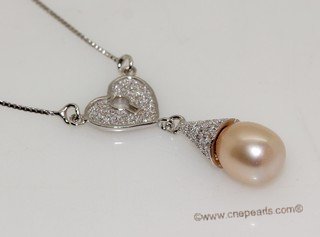 Spp505 Sterling Silver Pearl Pendant Necklace In Love Heart Design