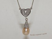 Spp505 Sterling Silver Pearl Pendant Necklace In Love Heart Design