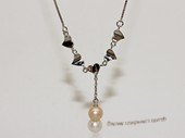 Spp506 Sterling Silver Chain Freshwater Pearl Necklace With Love Heart Fitting