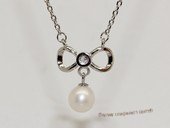 Spp507 Simple  freshwater pearl sterling silver chain Necklace