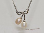 Spp516 Simple  freshwater pearl sterling silver chain Necklace