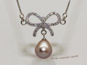 spp518  sterling silver chain   rice pearl  Ribbon Style pendant  necklace