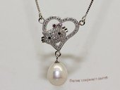 spp519  sterling silver chain  white rice pearl  Love Face  pendant  necklace