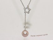 spp530  sterling silver chain star shape pendant with purple round pearl