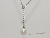 spp535 9-10mm white rice pearl sterling silver necklace with zircon