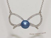 spp538  sterling silver chain bread pearl  Ribbon Style pendant  necklace