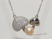 Spp546 Sterling Silver Pearl Pendant Necklace In Love Heart Design