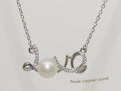 spp547 Sterling Silver White Bread Pearl and Cubic Zirconia Pendant