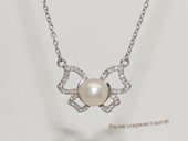 spp548 Sterling Silver White Bread Pearl and Cubic Zirconia Pendant