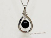 Spp556 Classic 925Silver Pendant with 7-7.5mm Black Round Pearl