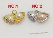 spp558  Unique Sterling Silver Shell Shape Round Pearl Pendant