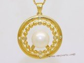 spp563 Gold Color Circle Shape 925 Sterling Silver Pearl Pendan