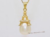 spp564 Sterling Silver Tower Eiffel Pendant With Freshwater Pearl