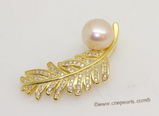 spp578 Sterling Silver Feather Style Pendant With Freshwater Pearl