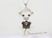 spp579  Sterling Silver Monkey Shape Pendant With Freshwater Pearl