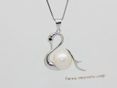 spp606 Design Swan Solid Sterling Silver Feshwater Round Pearl Pendant
