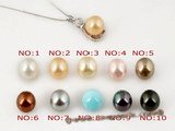 sppd009 Sterling silver round Pendant with 10mm champagne color shell pearl