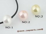 sppd025 wholesale Graceful single shell pearl pendant leather necklace