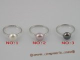 spr010 Sterling Silver Ring with 7-7.5mm Pearl and zircon design.US SIZE 7