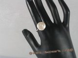 spr016 Sterling Silver Ring with 12-13mm coin shape Pearl and zircon design.US SIZE 7