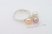 spr039 wholesale 7-8mm round pearl combine with Sterling Silver expandable ring