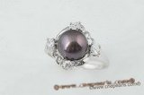 spr047 stunning 8-8.5mm black pearl sterilng silver sparking ring