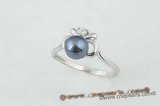 spr051 Smart apple design 925silver ring with black cultured pearl
