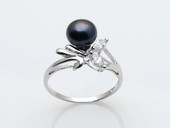 spr052 Sterling silver 7-7.5mm black bread pearl designer ring