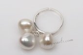 spr104 Handmade 11-12mm nugget pearl adjustable band ring in sterling silver