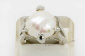 spr122 15-16mm White Coin Pearl Sterling Silver Design Ring