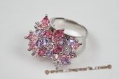 Spr128 Sterling Silver Flower Cluster Colorful Austria Crystal Ring