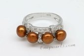 Spr129 Colorful Bread Pearl Sterling Silver Ring with Zircon Beads