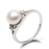 Spr132 Simple Sterling Silver 7-8m Cultured Round Pearl Ring