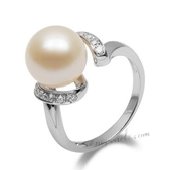 Spr151 Stylish 10-11mm Freshwater Round Pearl Sterling Silver Ring