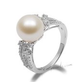 Spr154 Stylish Sterling Silver 10-11mm Freshwater Round Pearl Ring