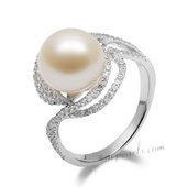 Spr159 Fashion Sterling Silver Ring with 10-11mm Freshwater Round Pearl