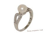 spr170 Sterling Silver Freshwater Pearl White Bread Pearl & Cubic Zircon Rings