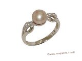 spr172  7-7.5mm  Purple Bread Freshwater Pearl & Cubic Zircon Sterling Silver Rings