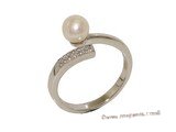 spr175 Sterling Silver Freshwater Cultured Pearl & Ziron Bypass Ring